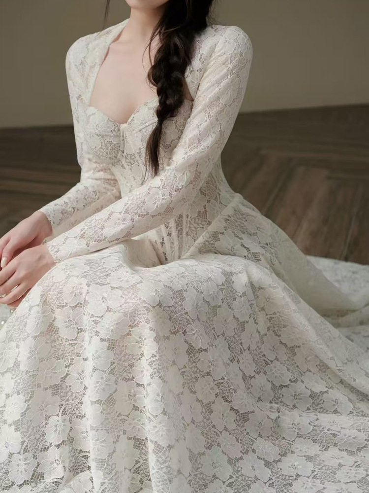 Luxury Lace A-line long sleeve evening gown SY136