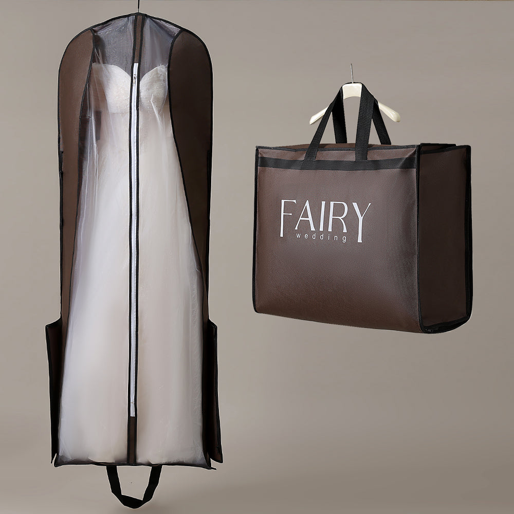 Dustproof Garment Bag in Smoke Grey Full-Zip Foldable Cover for Wedding Dress