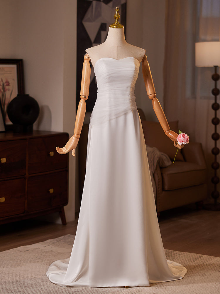 White Off Shoulder Evening Dress with Sheer Cape Sleeves E041
