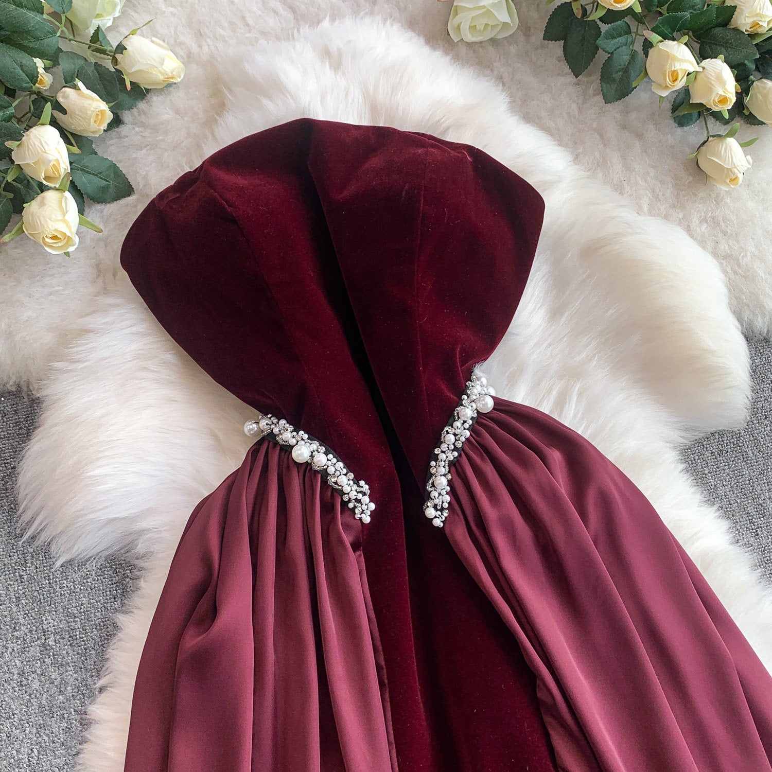 Elegant Burgundy Strapless Evening Dress SY137