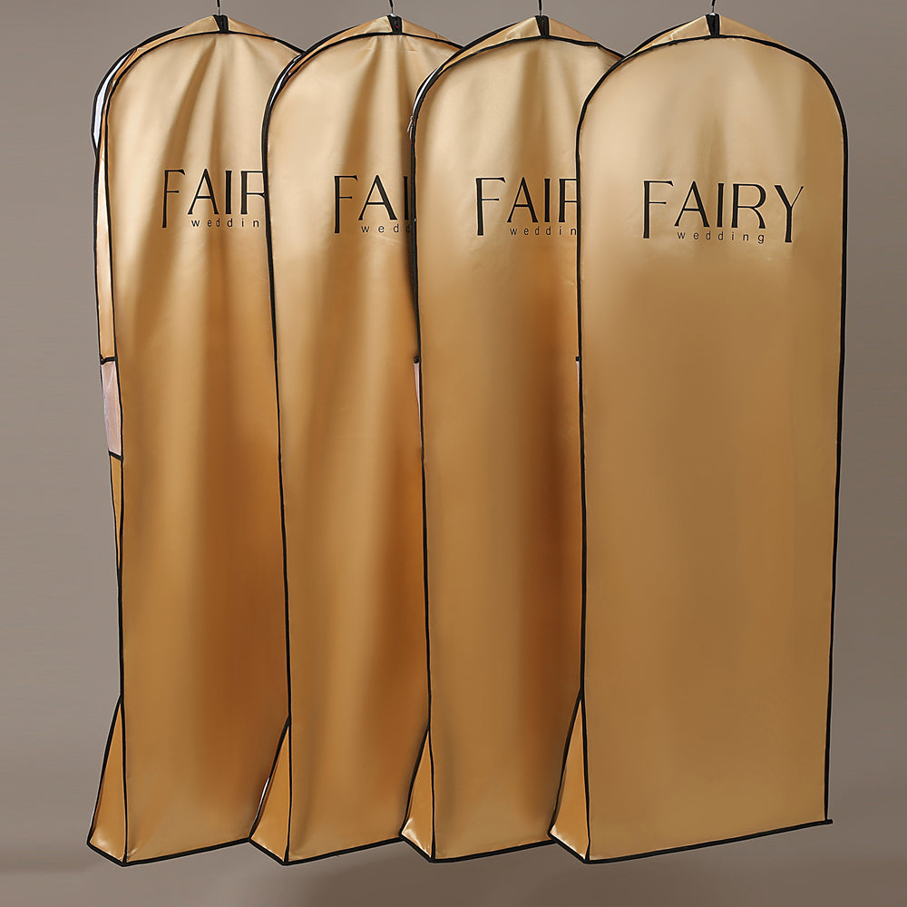 Luxury Wedding Dress Dust Bag  Gold with Secure Zipper not Foldable Garment Protector