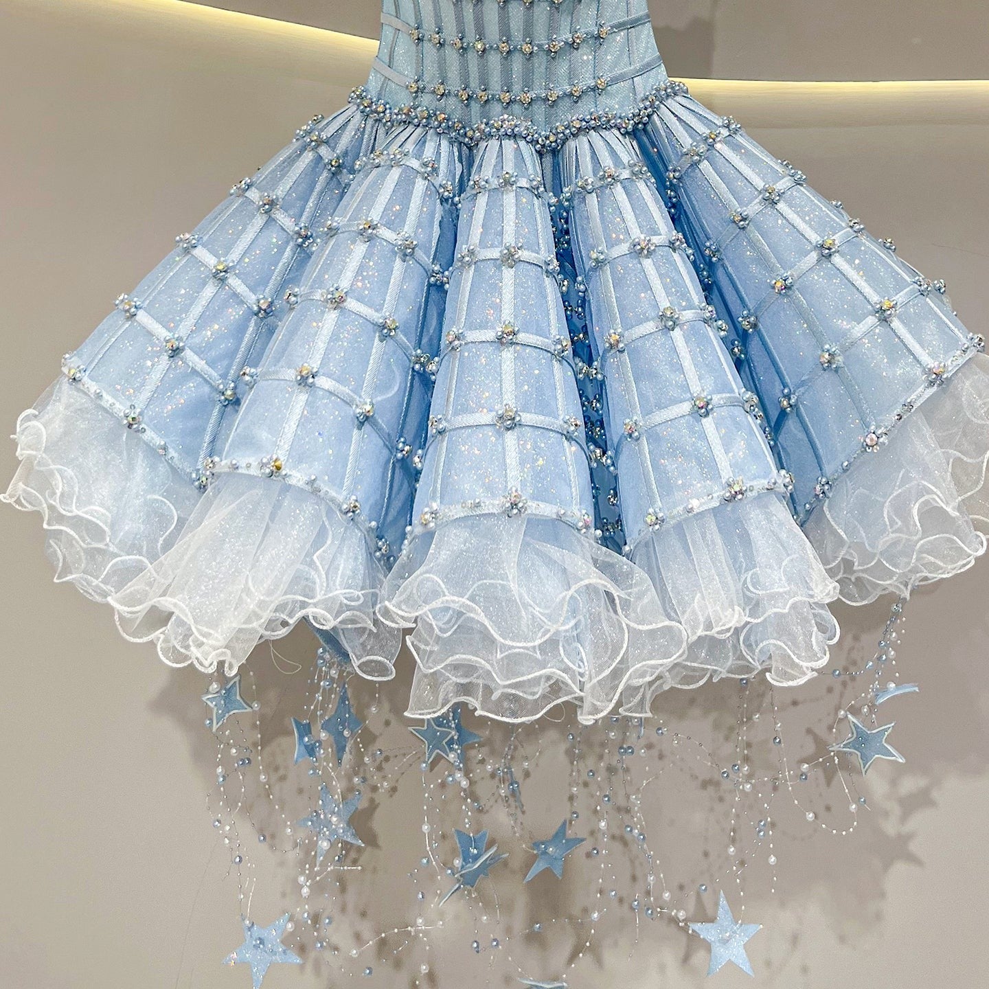 High-End Custom Blue Stardust Princess Evening Dress TD012