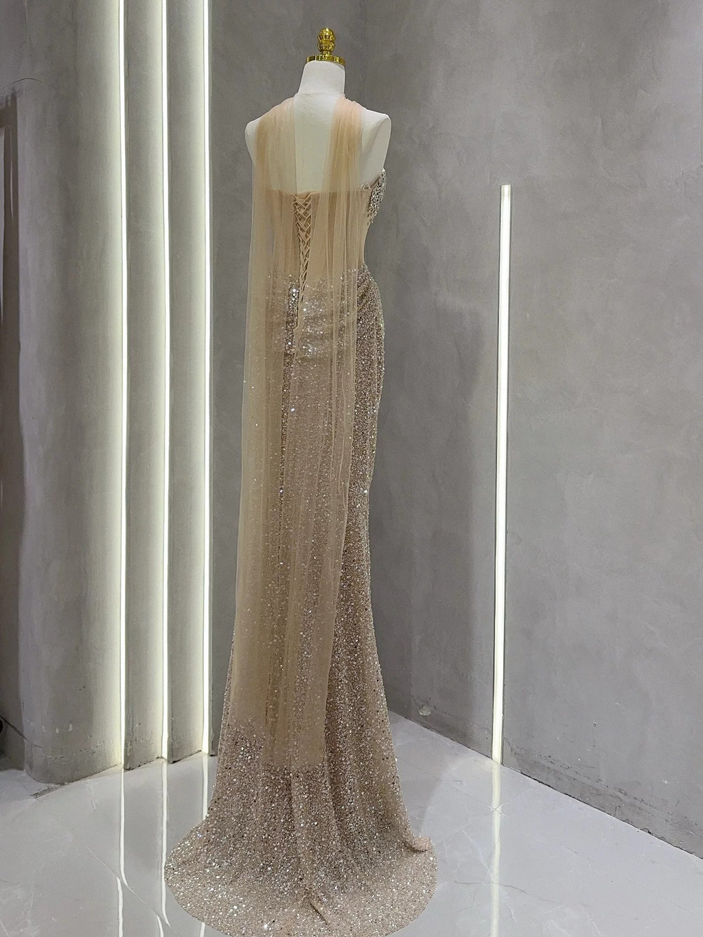 Luxurious Strapless Beaded Crystal Embellished Corset Evening Gown SL210