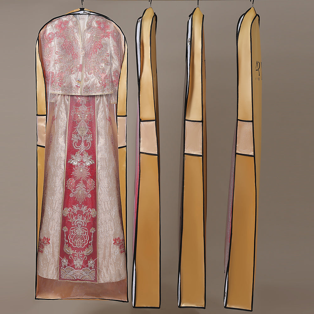 Luxury Wedding Dress Dust Bag  Gold with Secure Zipper not Foldable Garment Protector