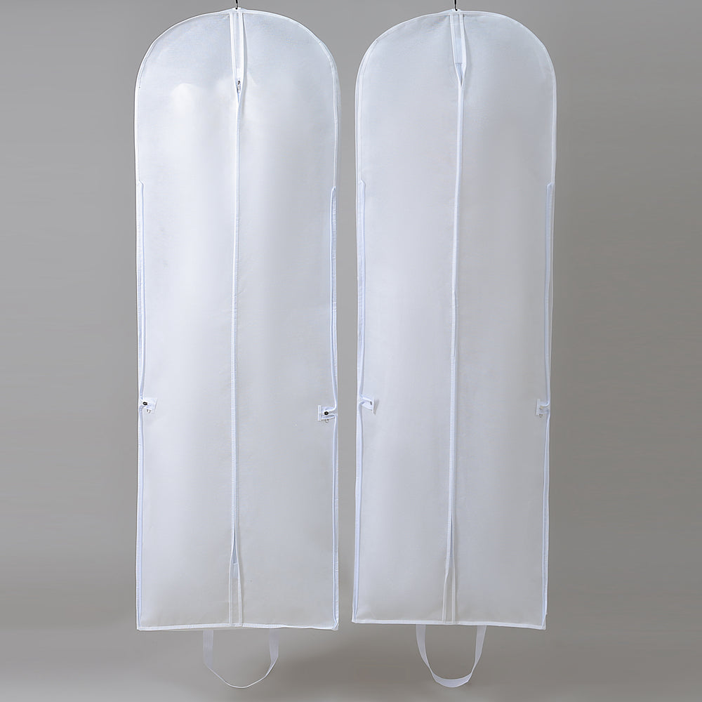 Dustproof Garment Bag in White Full-Zip Foldable Cover for Wedding Dress