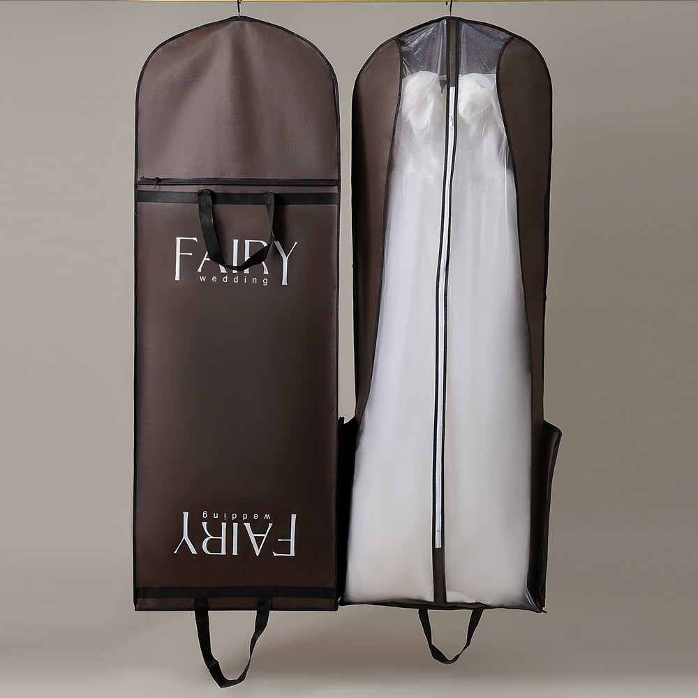 Dustproof Garment Bag in Smoke Grey Full-Zip Foldable Cover for Wedding Dress