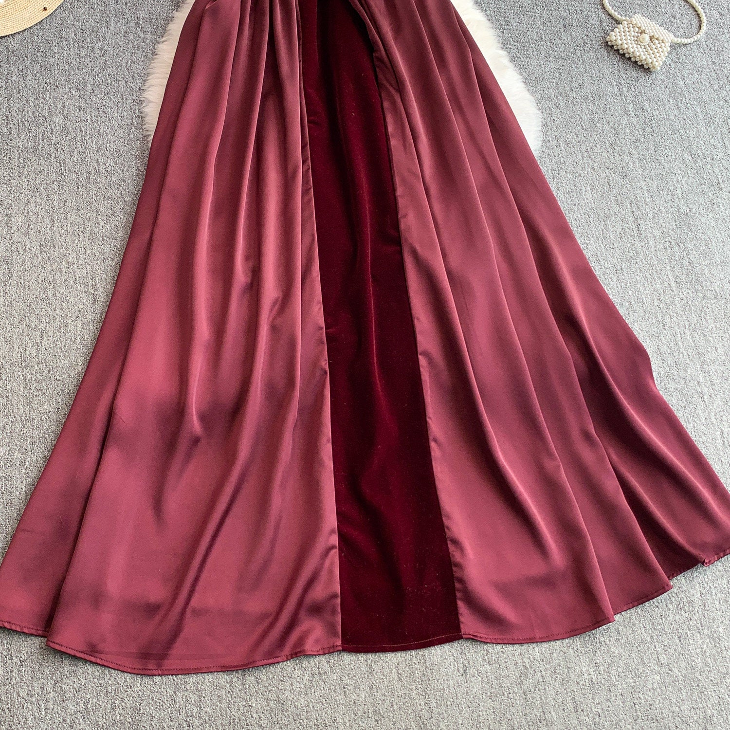 Elegant Burgundy Strapless Evening Dress SY137