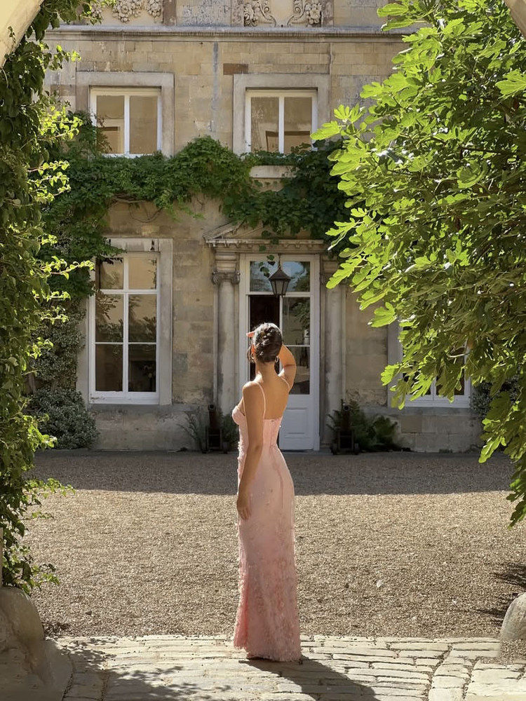 Luxury Blush Pink Sequin 3D Floral Corset Gown DN123