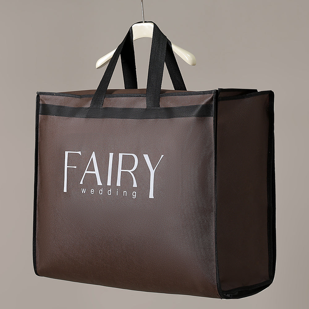 Dustproof Garment Bag in Smoke Grey Full-Zip Foldable Cover for Wedding Dress