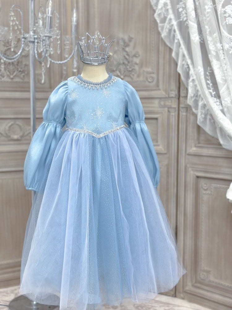 Girls' Winter Elsa Princess Dress with Cape Christmas Frozen-Themed Birthday Party Dress