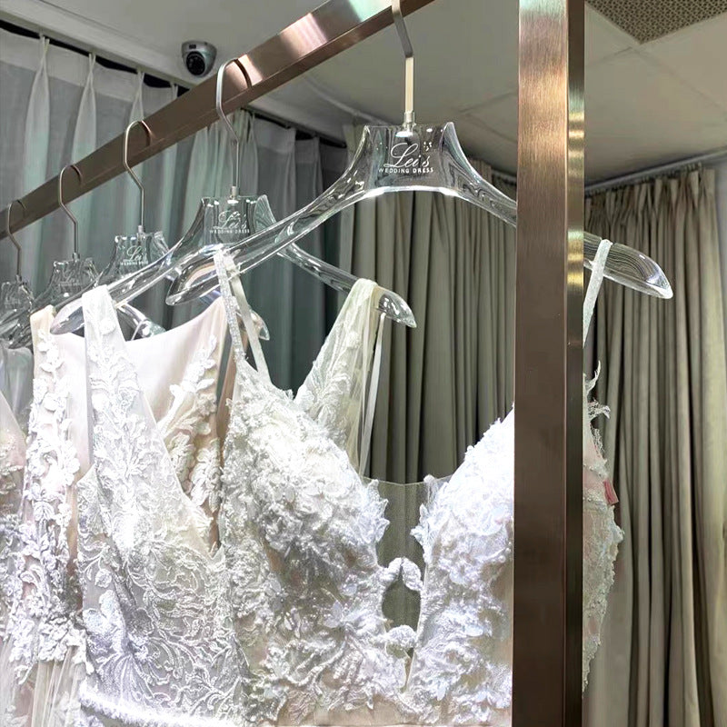 Clear Acrylic Hangers with Silver Hooks Premium Crystal Look Closet Hangers for Dresses Blouses Coats