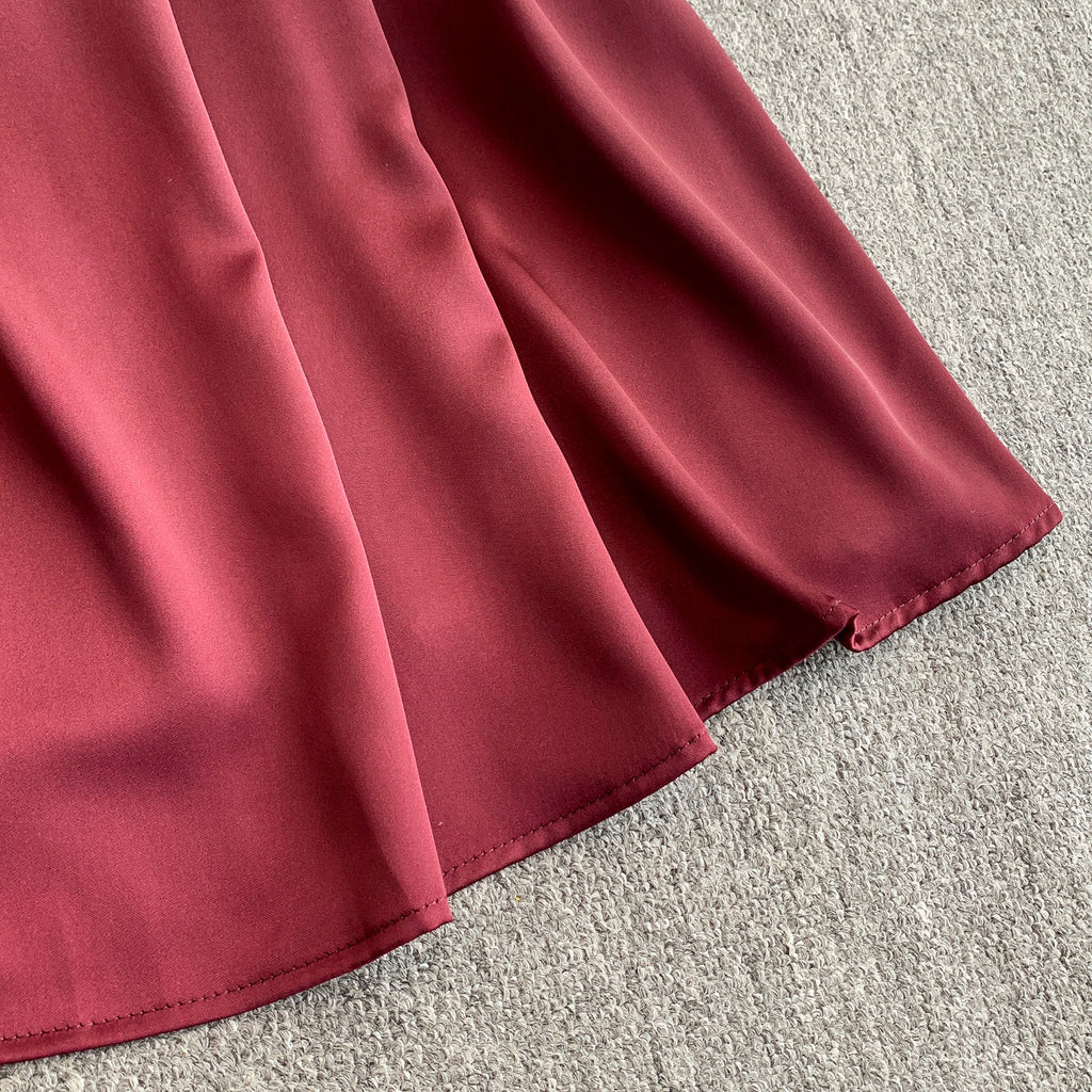 Elegant Burgundy Strapless Evening Dress SY137