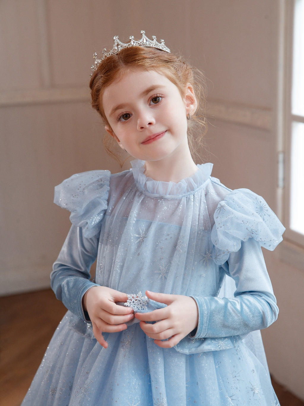 New Arrival Girls' Light Blue Sequin Tulle Dress Premium Puffy Christmas Birthday Formal Wear