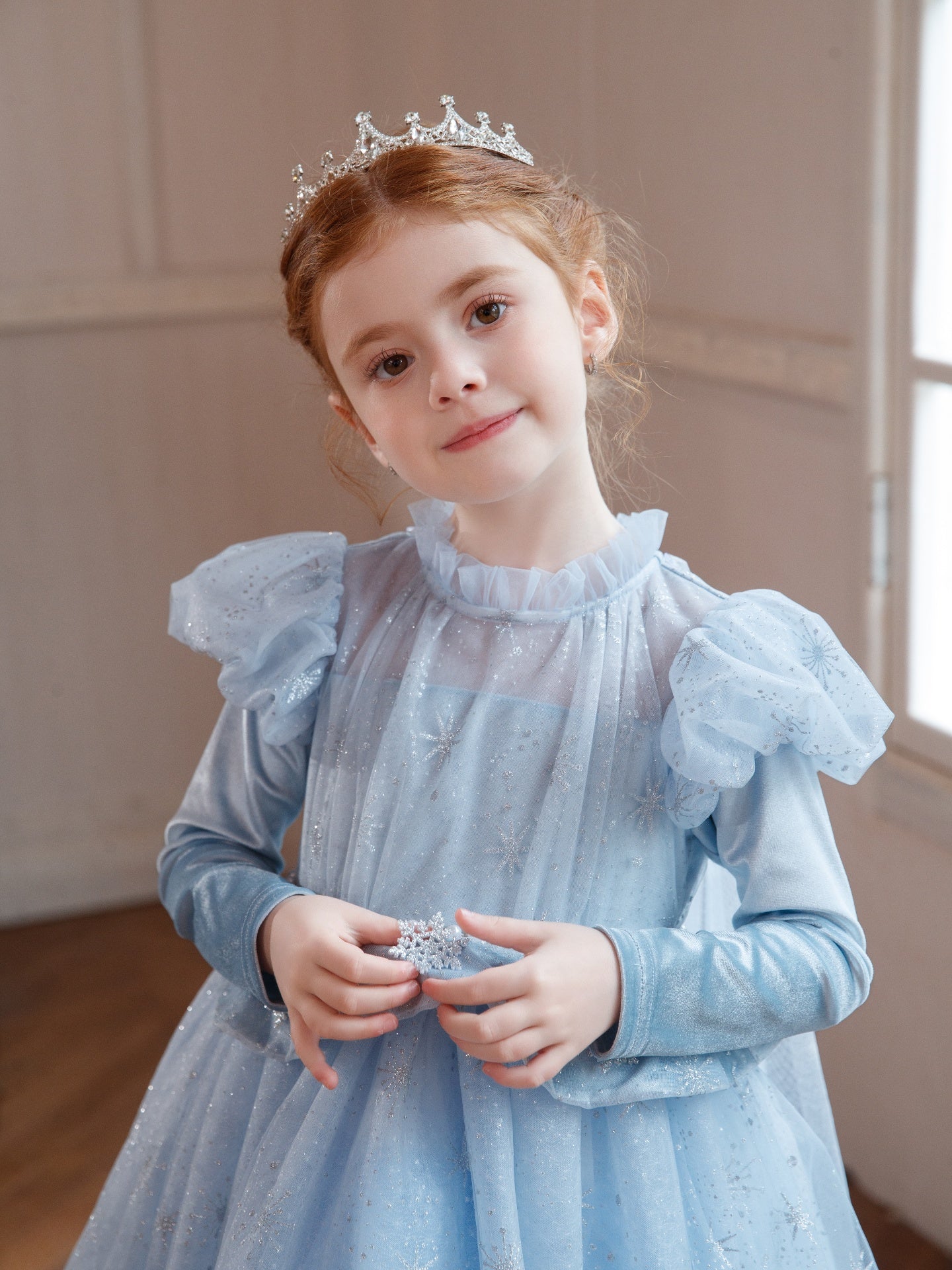 New Arrival Girls' Light Blue Sequin Tulle Dress Premium Puffy Christmas Birthday Formal Wear