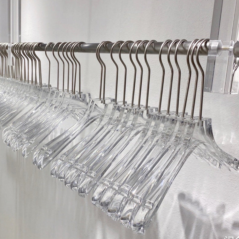 Clear Acrylic Hangers with Silver Hooks Premium Crystal Look Closet Hangers for Dresses Blouses Coats