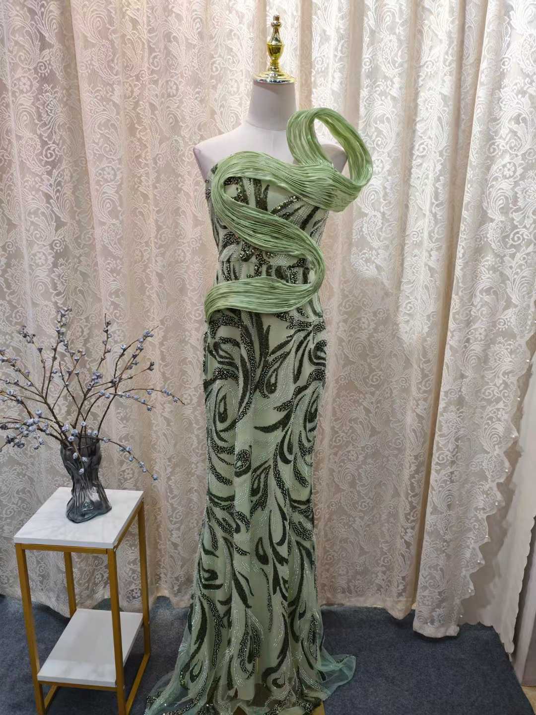 Luxury Flick Strapless Rhinestone Maxi Evening Dress SML005