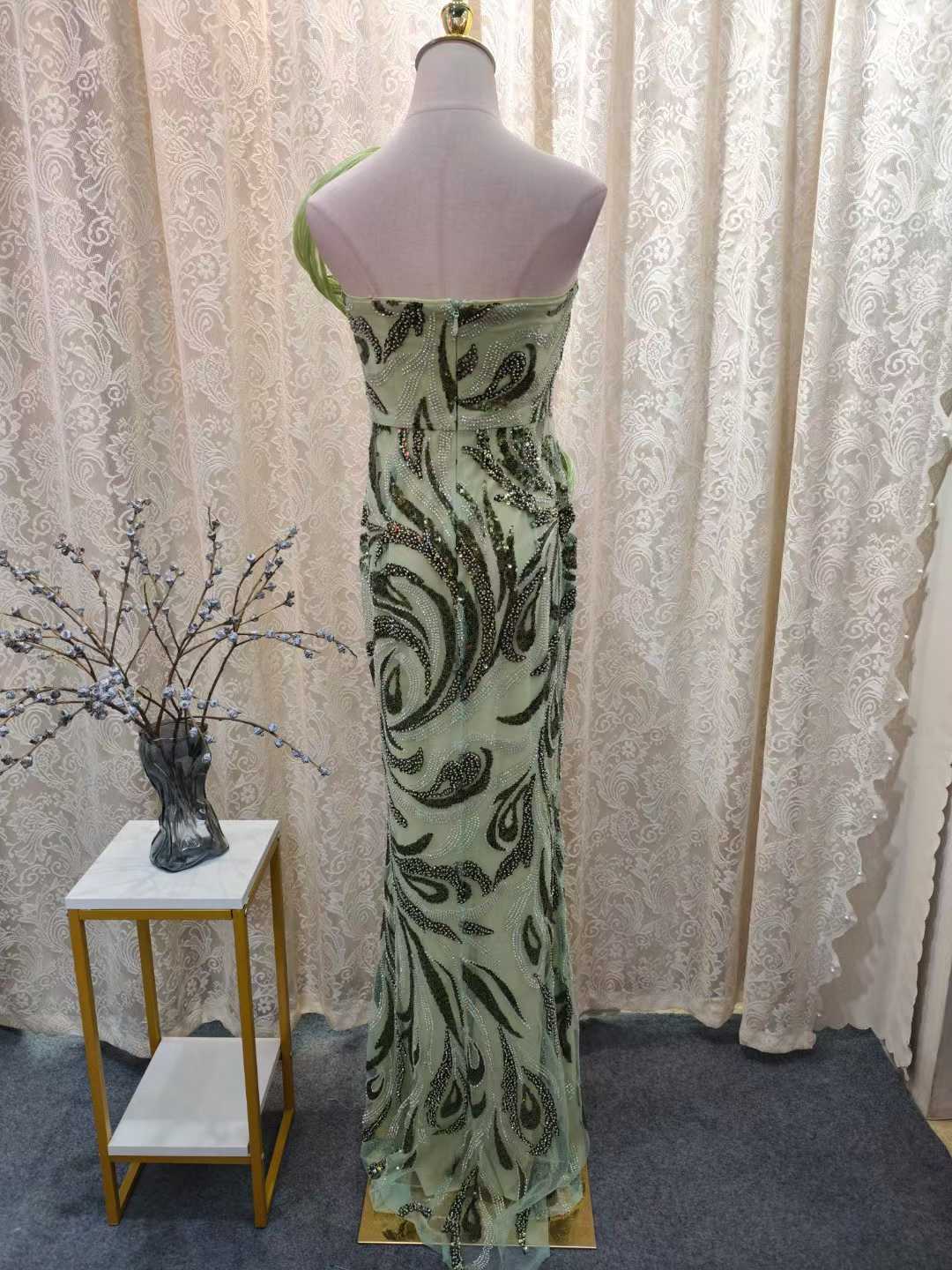 Luxury Flick Strapless Rhinestone Maxi Evening Dress SML005