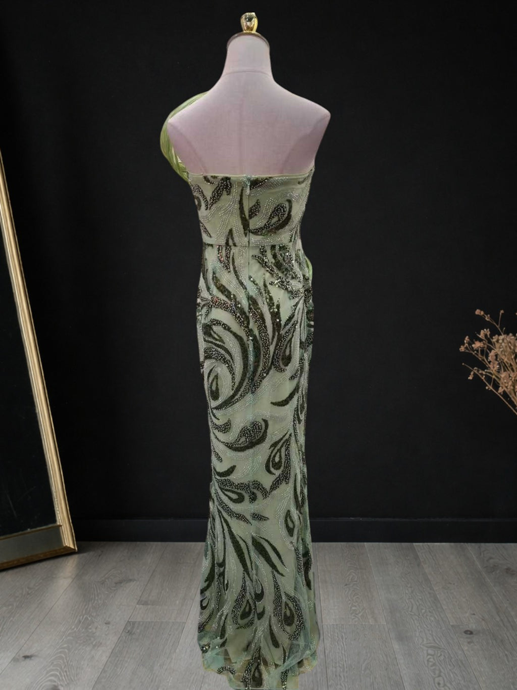 Luxury Flick Strapless Rhinestone Maxi Evening Dress SML005