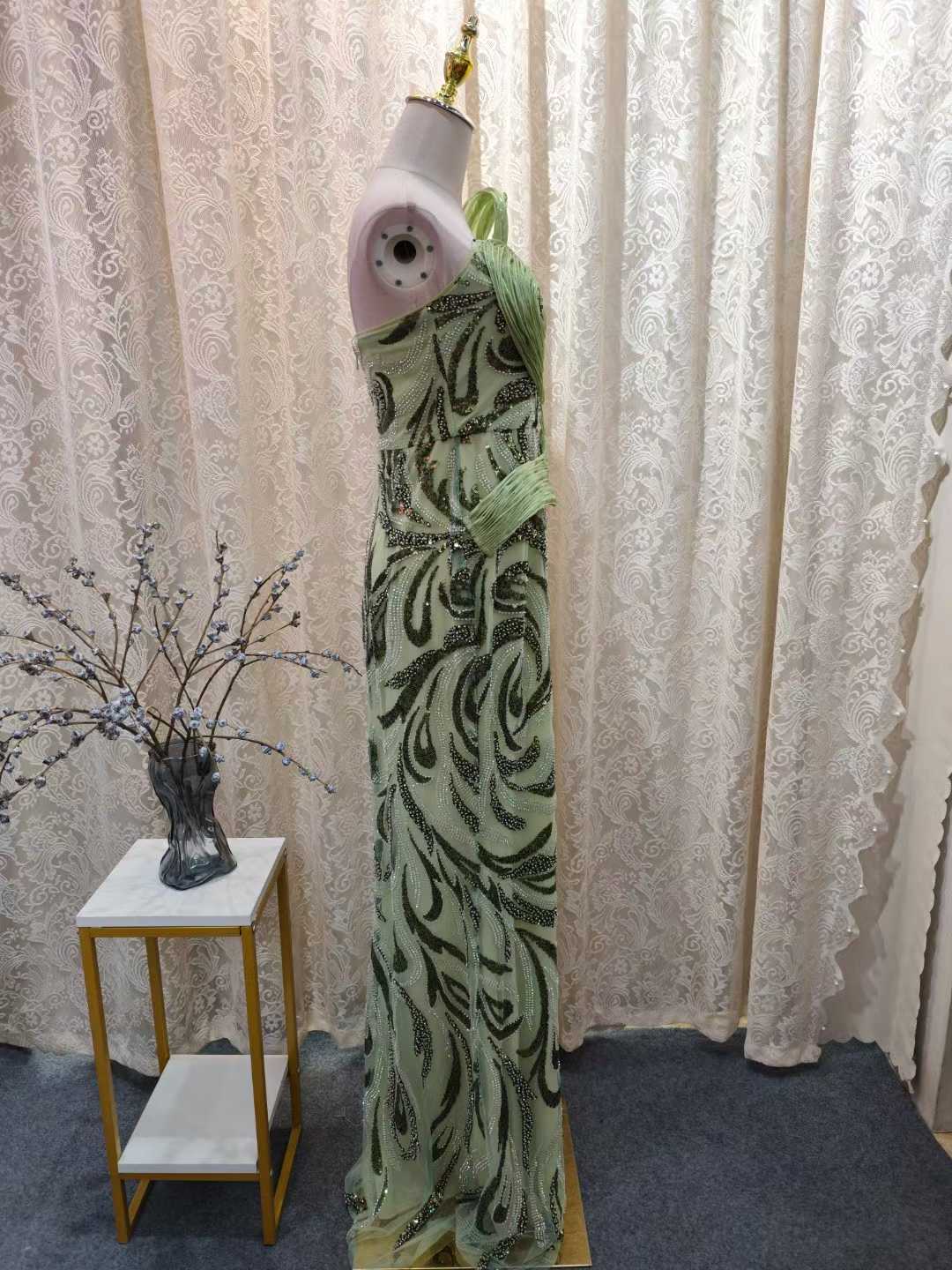 Luxury Flick Strapless Rhinestone Maxi Evening Dress SML005