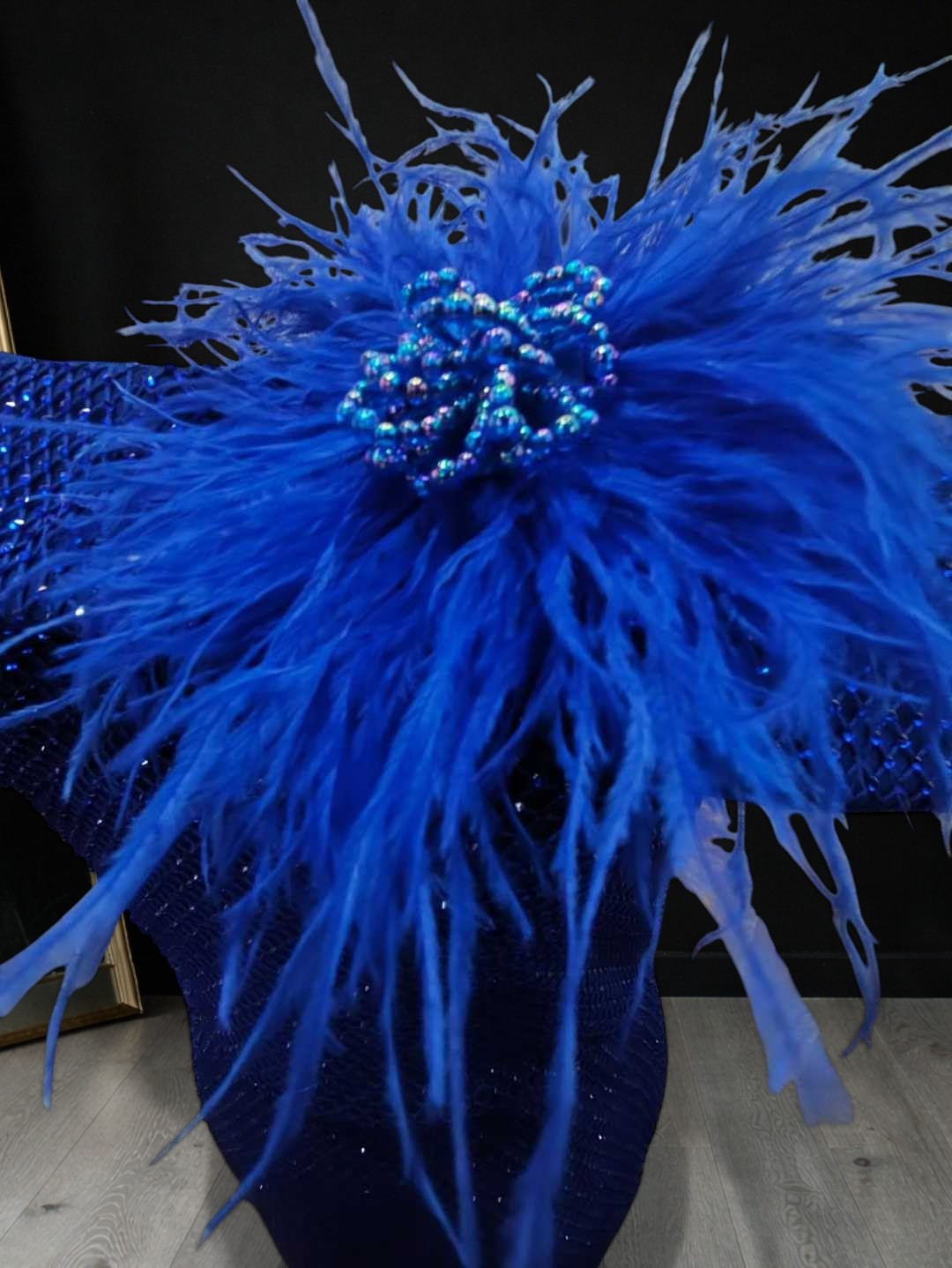 Luxury Off-Shoulder Ostrich Feather Corsage Dvening Dress SML006