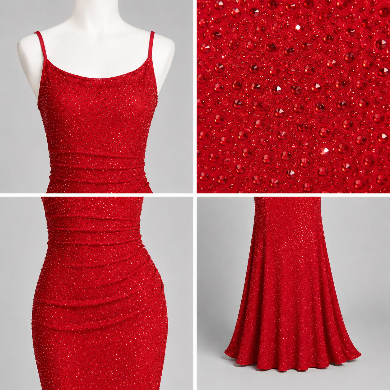 Elegant Red Rhinestone Mermaid Gown for Formal Evening Dress SL124
