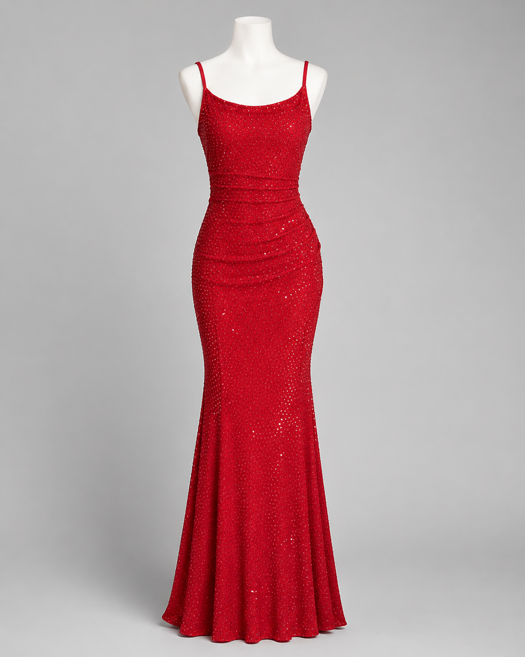 Elegant Red Rhinestone Mermaid Gown for Formal Evening Dress SL124