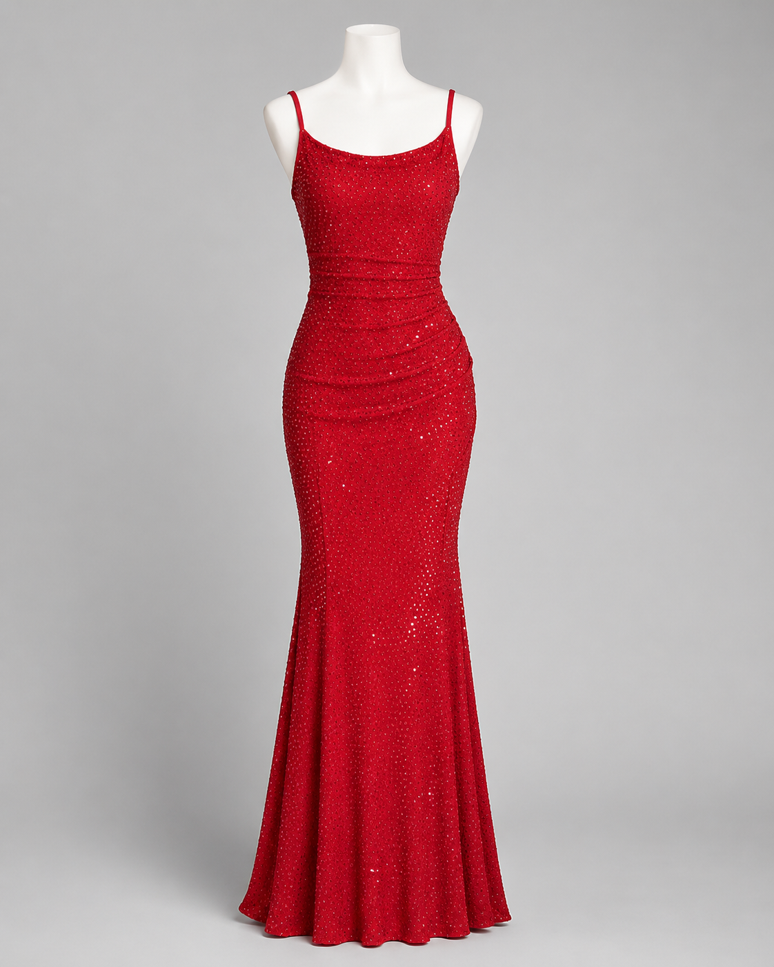 Elegant Red Rhinestone Mermaid Gown for Formal Evening Dress SL124