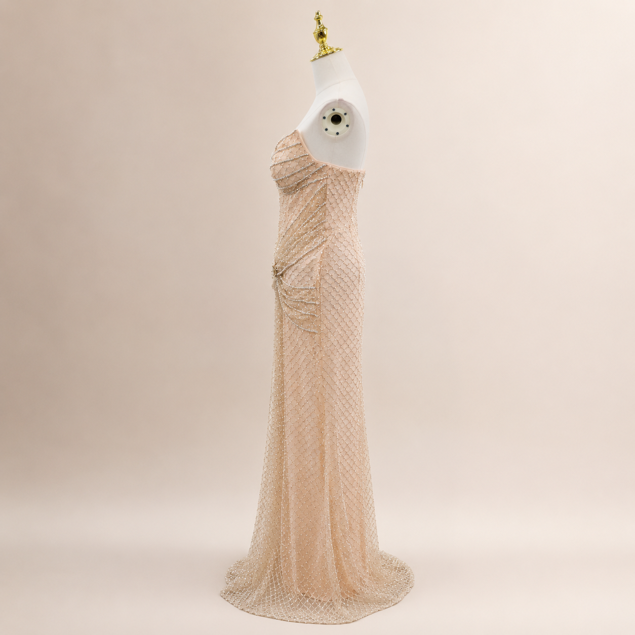 Luxury Champagne Crystal Beaded Evening Dress Mermaid SML004