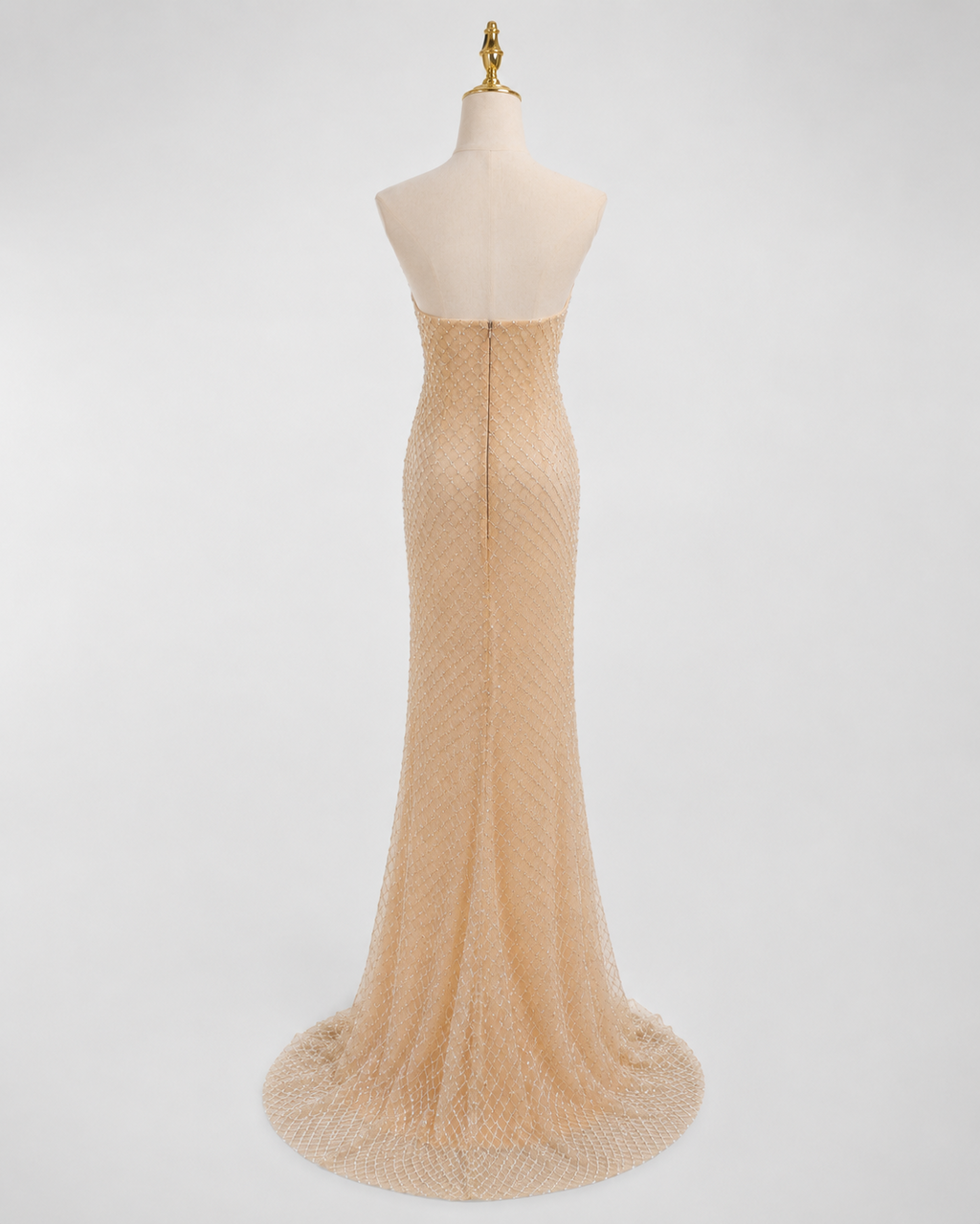 Luxury Champagne Crystal Beaded Evening Dress Mermaid SML004