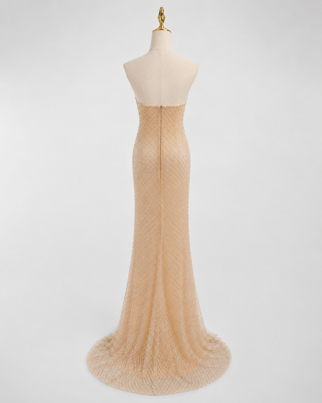 Luxury Champagne Crystal Beaded Evening Dress Mermaid SML004
