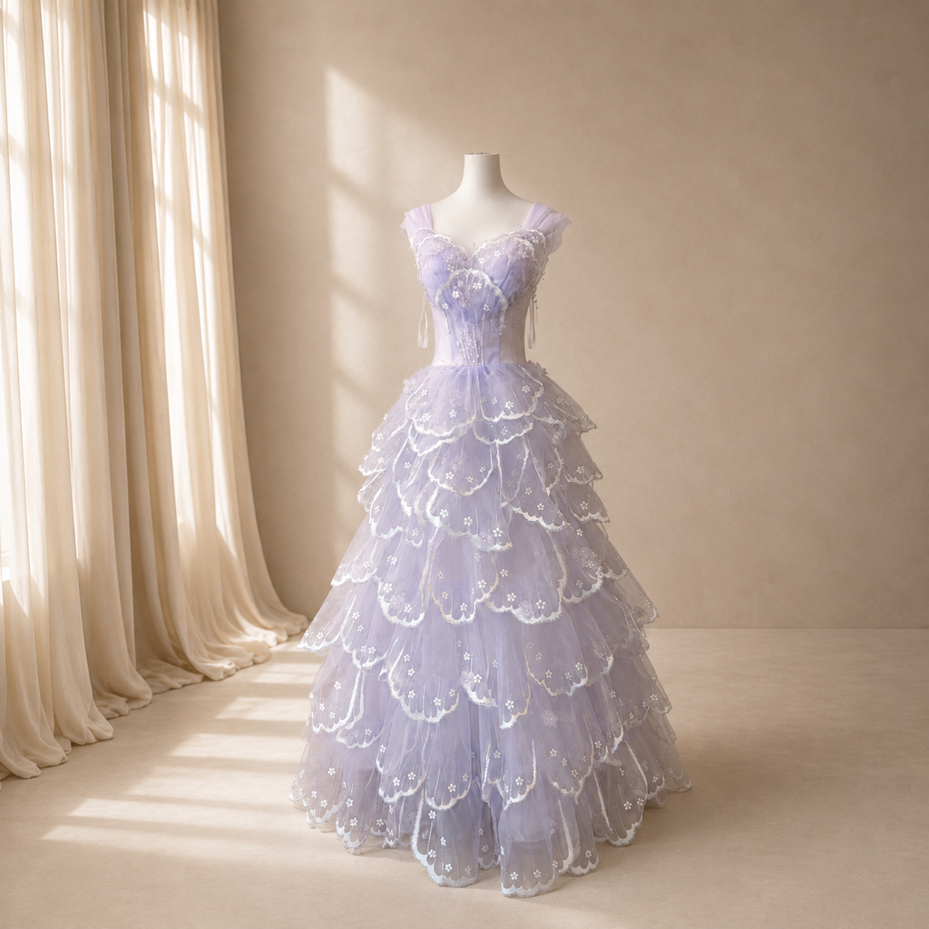 Luxury Blush Pink 3D Floral Layered Tulle with Detachable Sleeves Evening Dress YL146