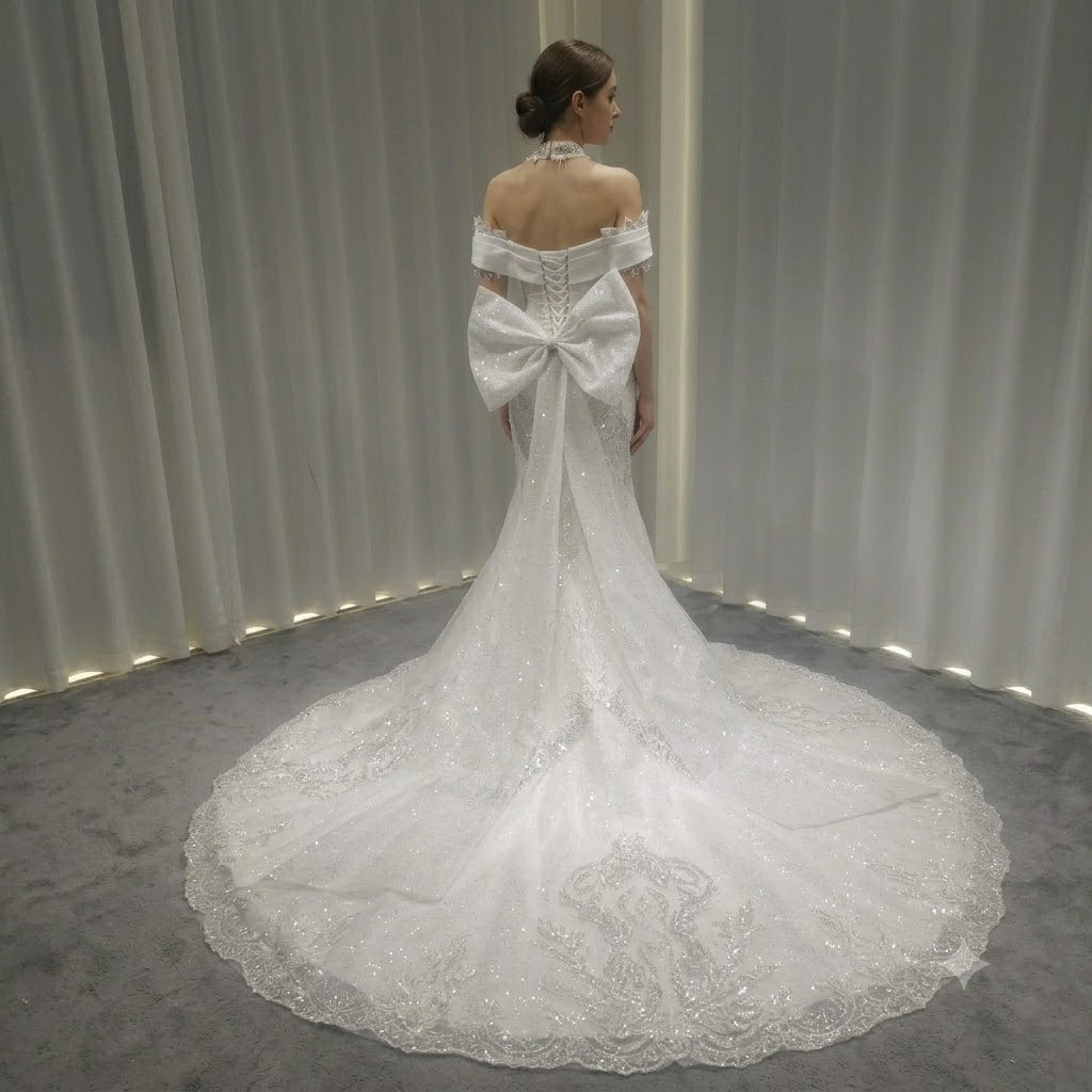 Twinklegowns Luxury Off-Shoulder Mermaid Wedding Dress with Crystal Beading SL151