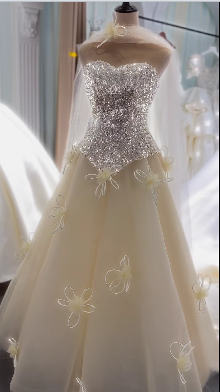 Elegant couture floral ball gown evening dress WL167