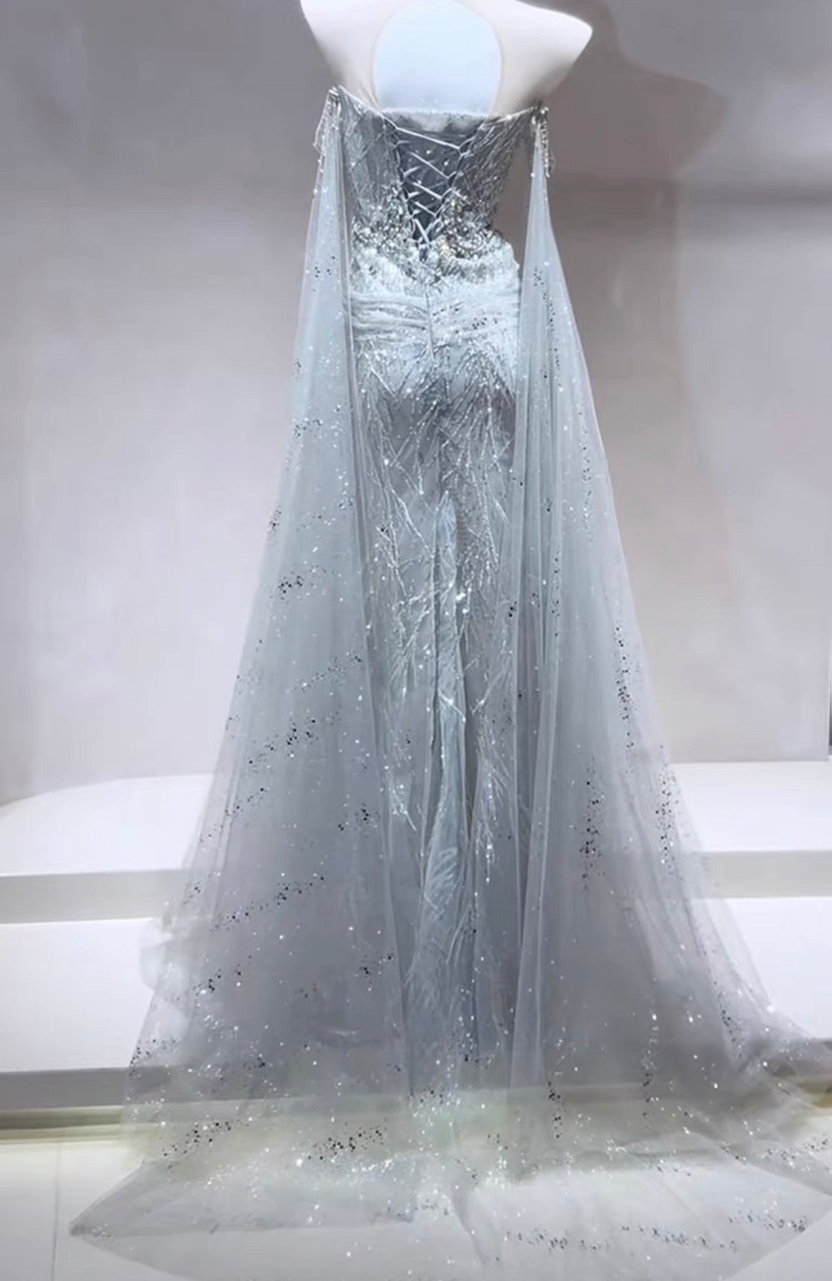 Elegant Sequin Lace with French Tulle Evending Dress TD013