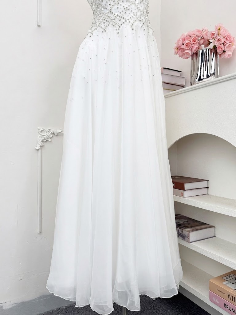 Luxury Fully Beaded Square Neck Chiffon A Line Evening Gown SL146