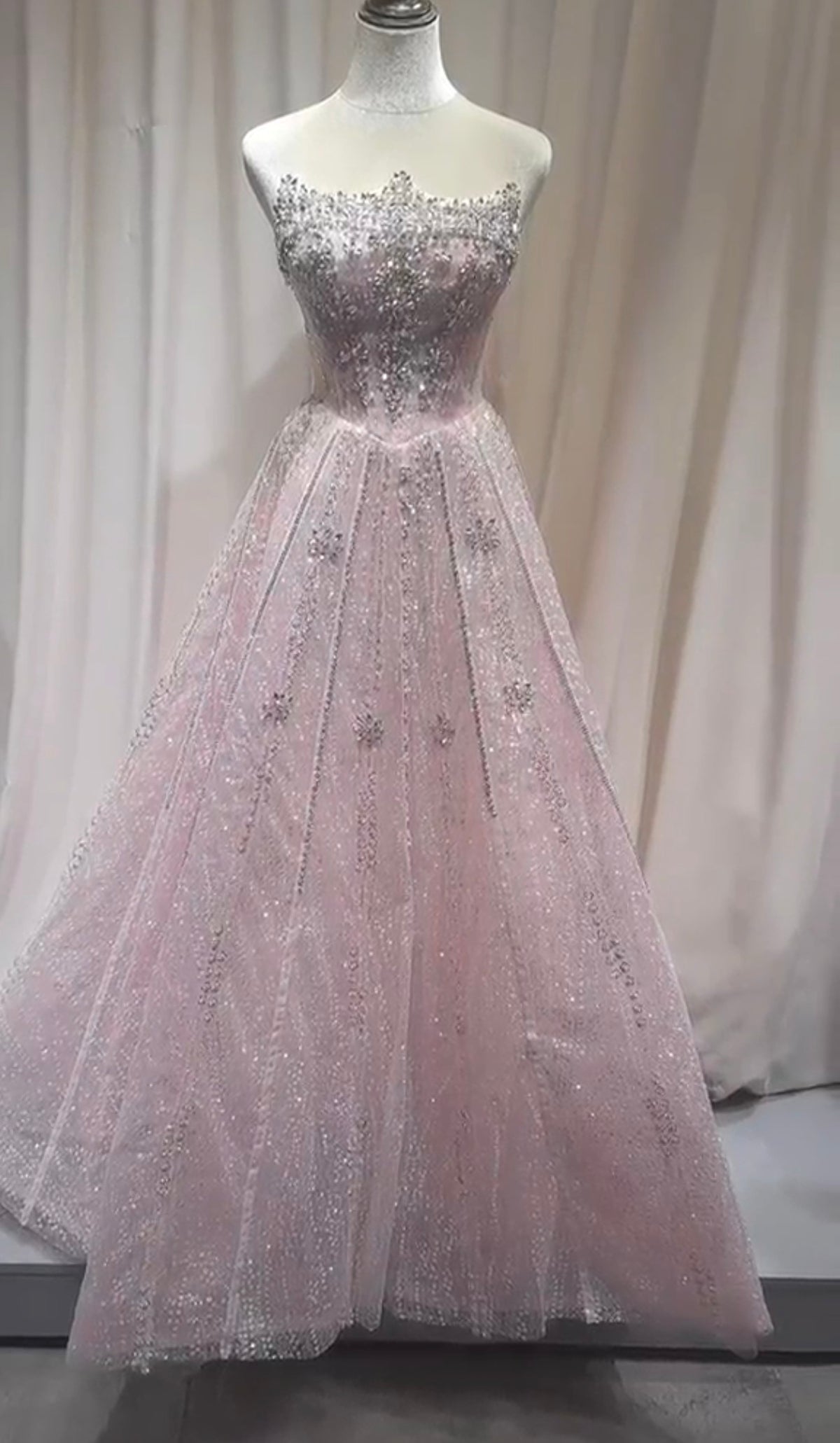 Sparkly Ball Gown Evening Dress with Detachable Sleeves SL228