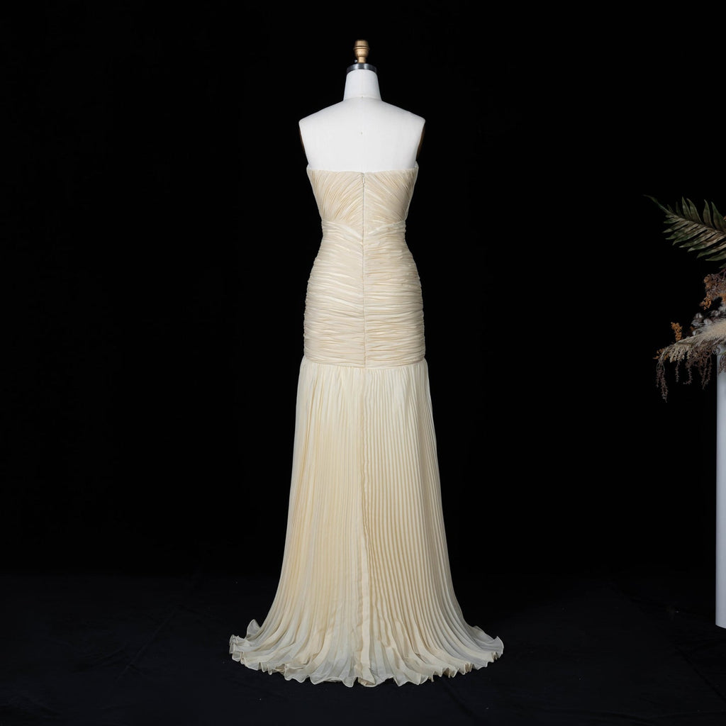 Luxury Light Yellow Sweetheart Pleated Evening Gown YL138