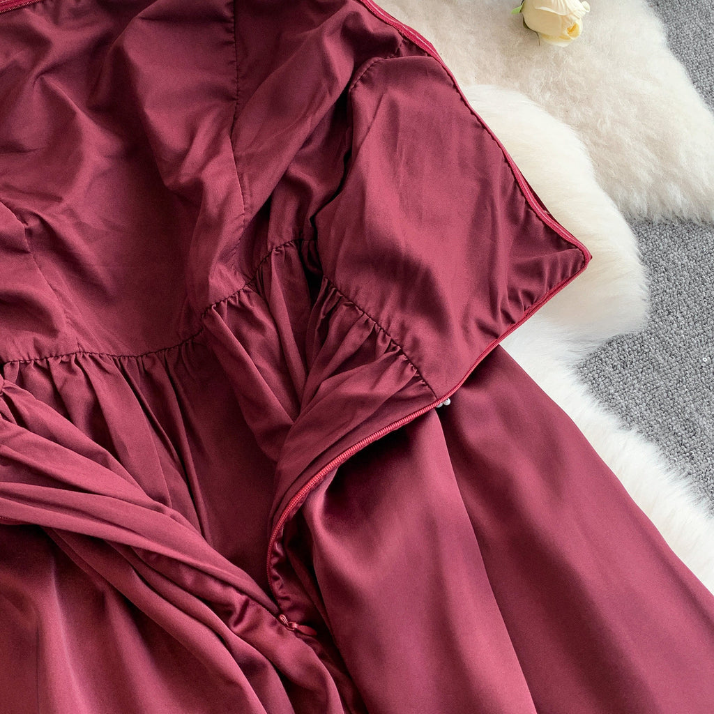 Elegant Burgundy Strapless Evening Dress SY137