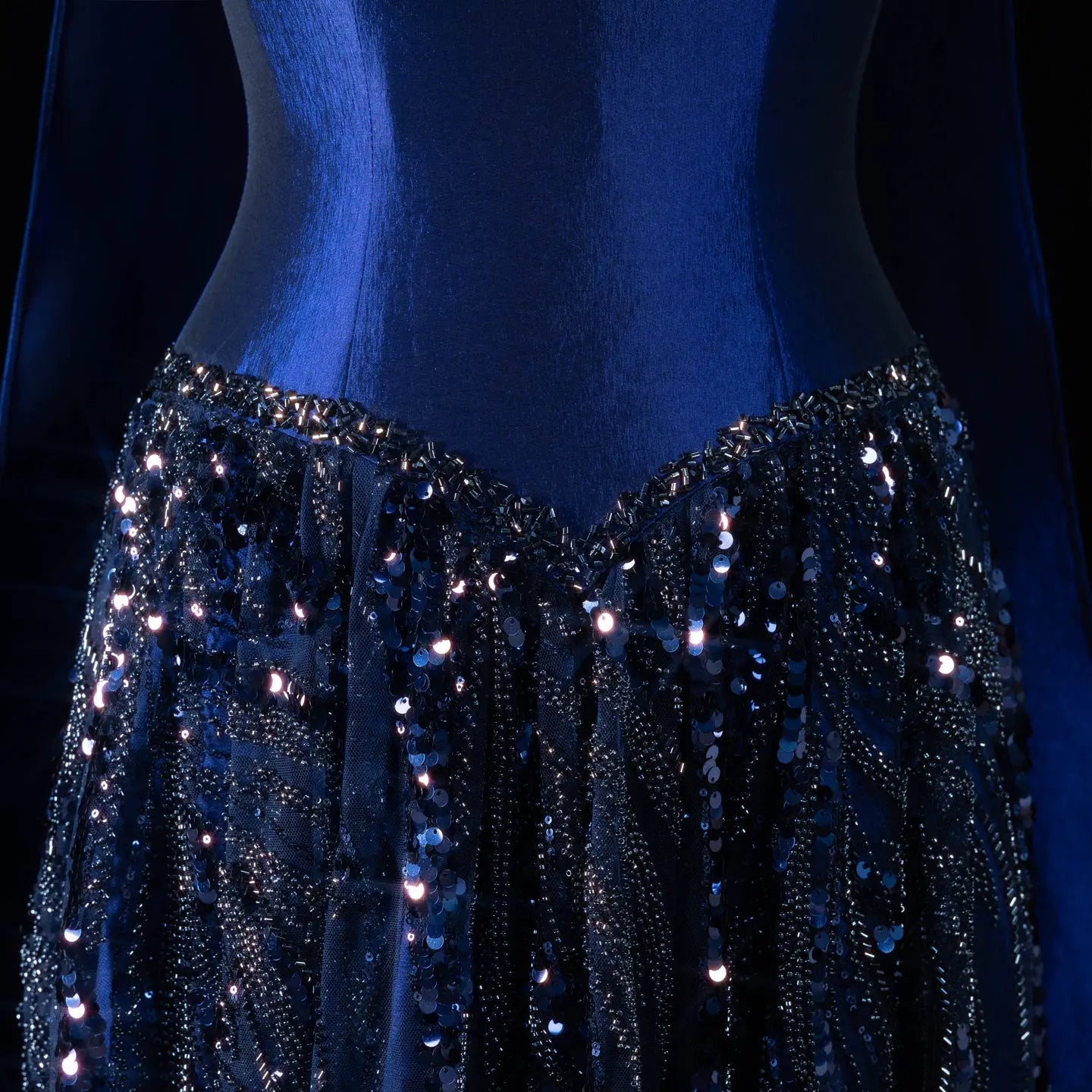 Luxury Off-Shoulder Sequin Evening Gown with Choker Scarf SL174