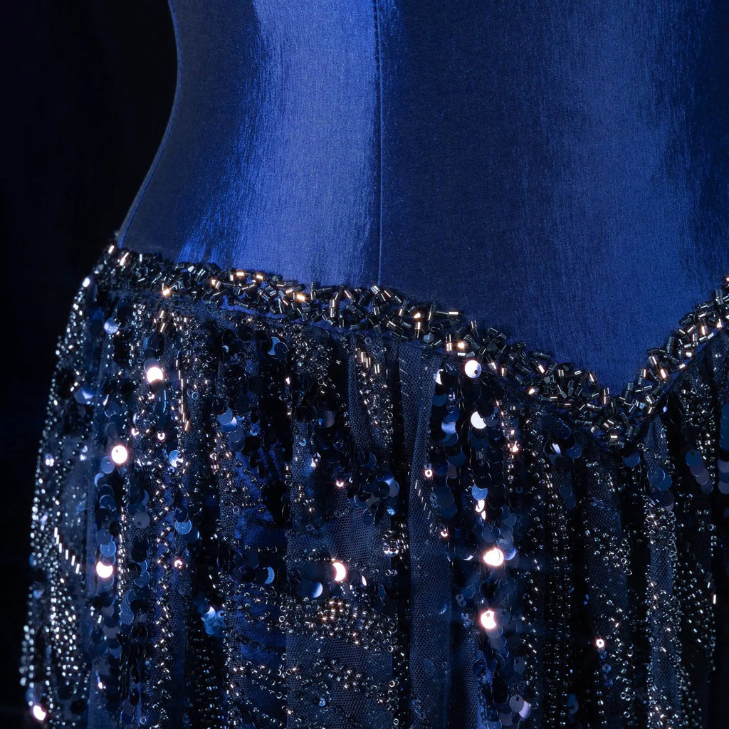 Luxury Off-Shoulder Sequin Evening Gown with Choker Scarf SL174