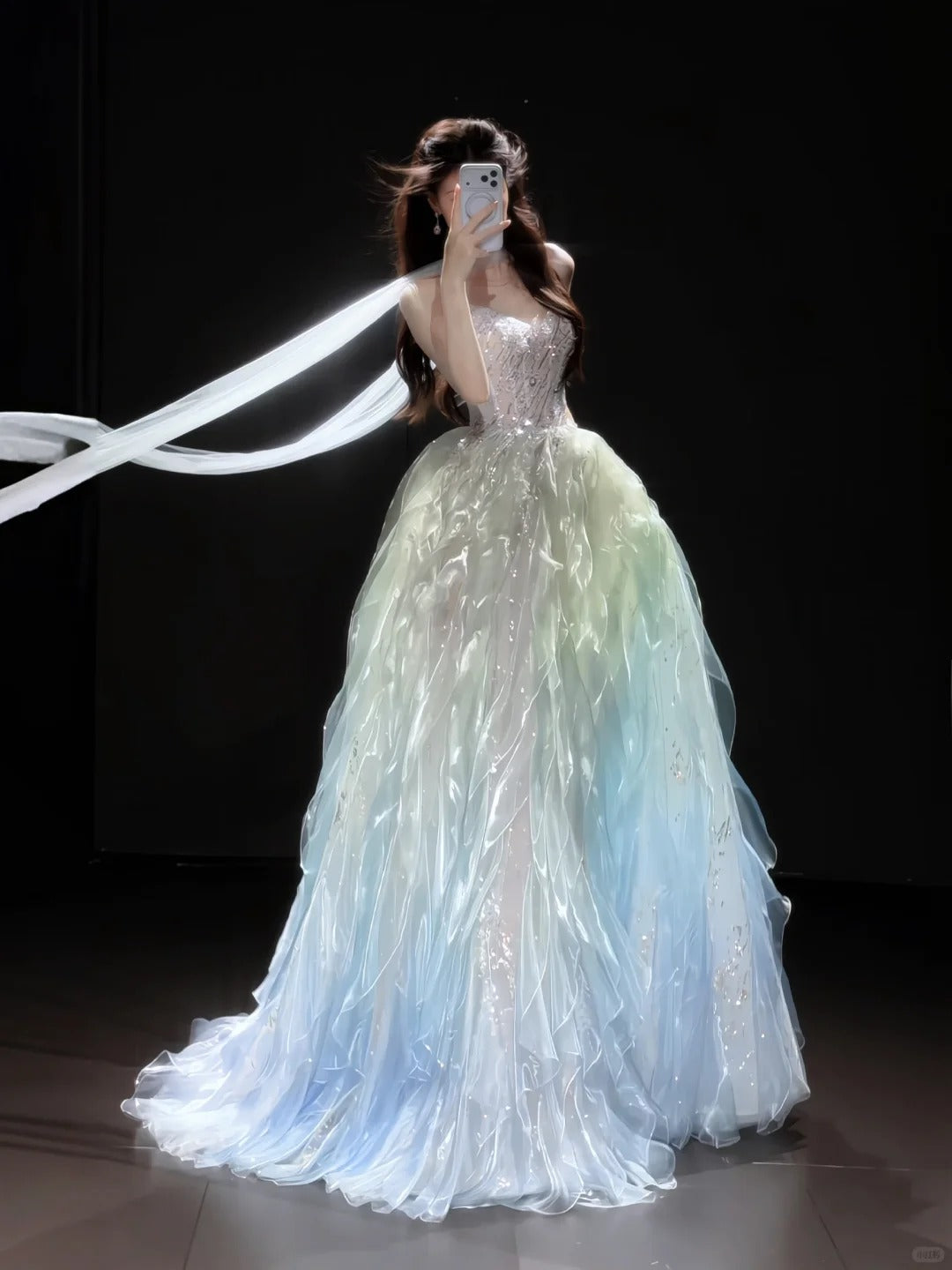 TwinkleGowns SL216 Icy Blue Crystal Embellished Fairy-Tale Ball Gown