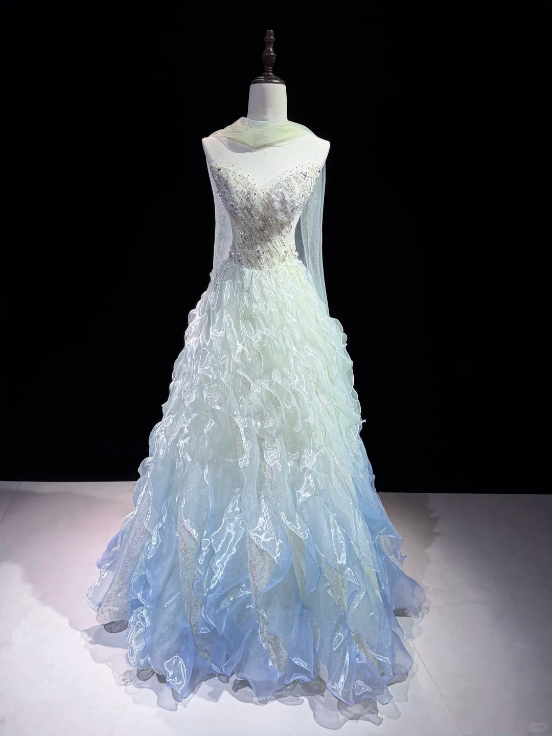 TwinkleGowns SL216 Icy Blue Crystal Embellished Fairy-Tale Ball Gown
