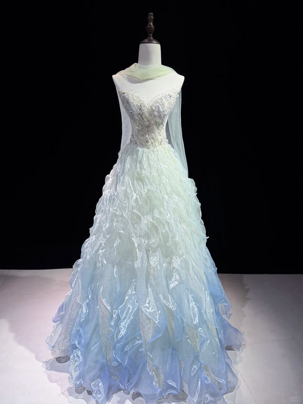 TwinkleGowns SL216 Icy Blue Crystal Embellished Fairy-Tale Ball Gown