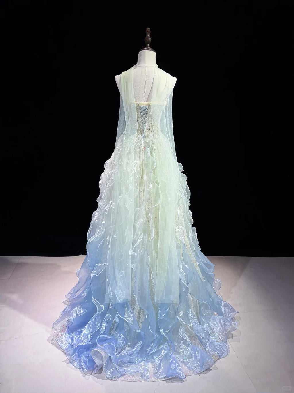 TwinkleGowns SL216 Icy Blue Crystal Embellished Fairy-Tale Ball Gown