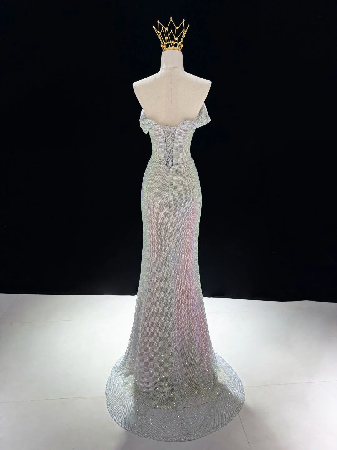 Sparkling Ice Blue Strapless Mermaid Dress with Detachable Train SL226