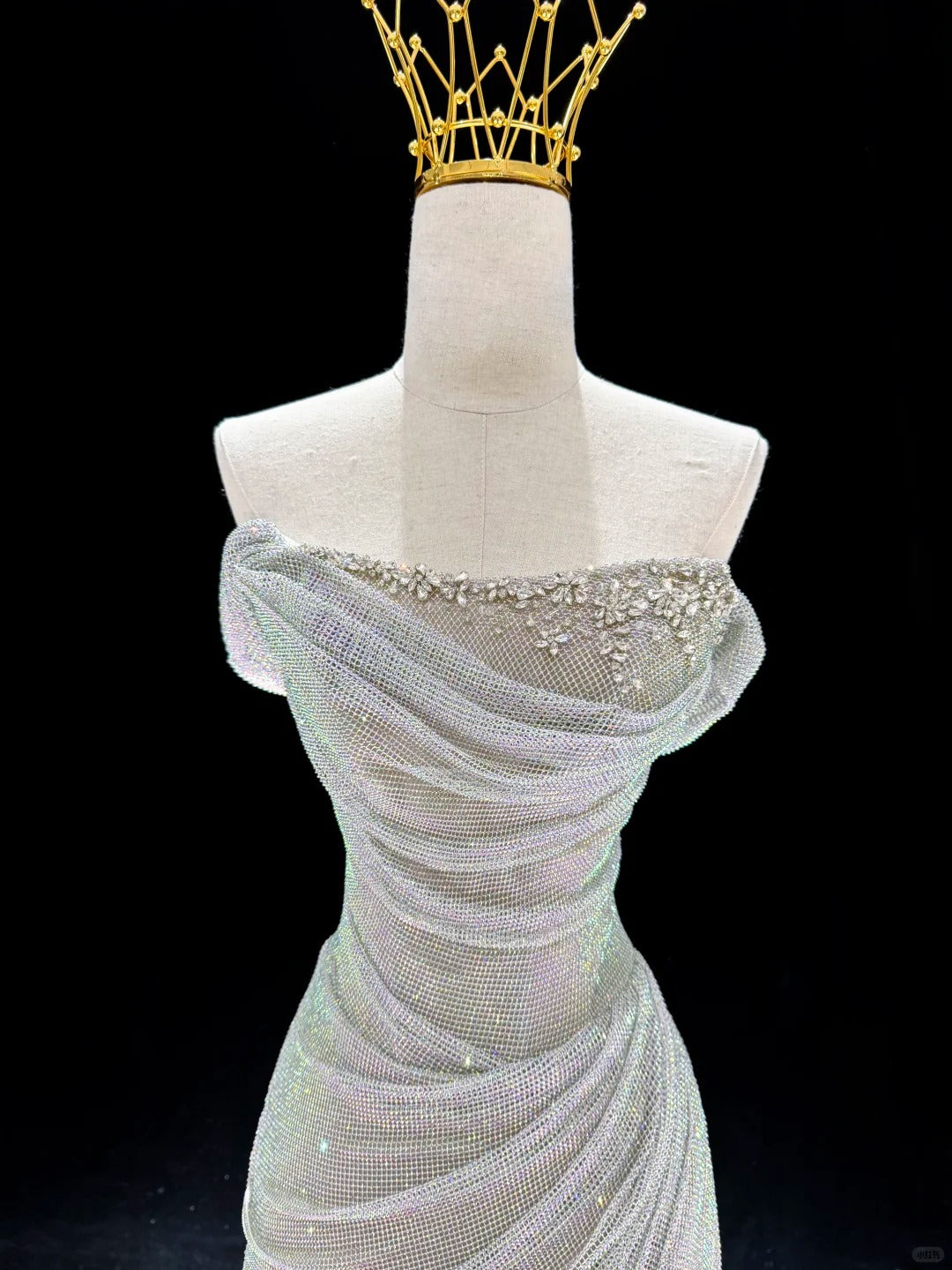 Sparkling Ice Blue Strapless Mermaid Dress with Detachable Train SL226