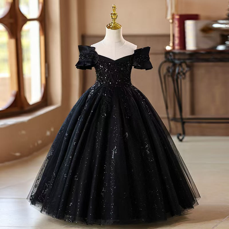 Beaded Off Shoulder Flower Girl Dress L004