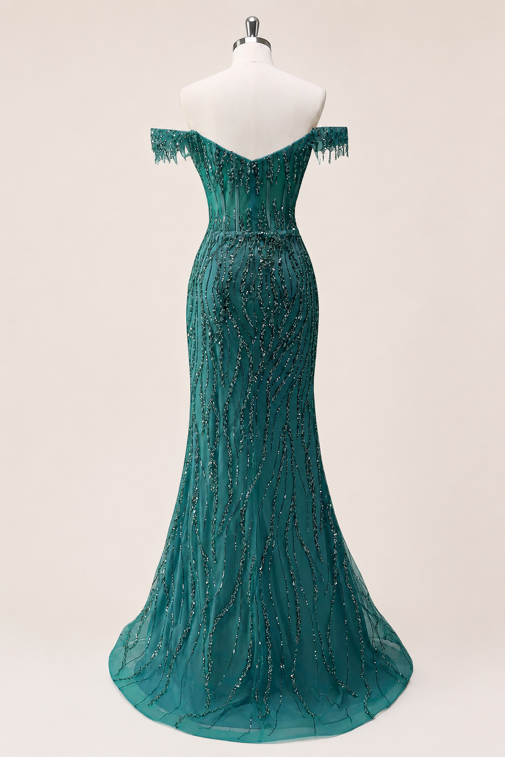 Luxury Beads Off Shoulder with Slit Long Prom Dress CZ155