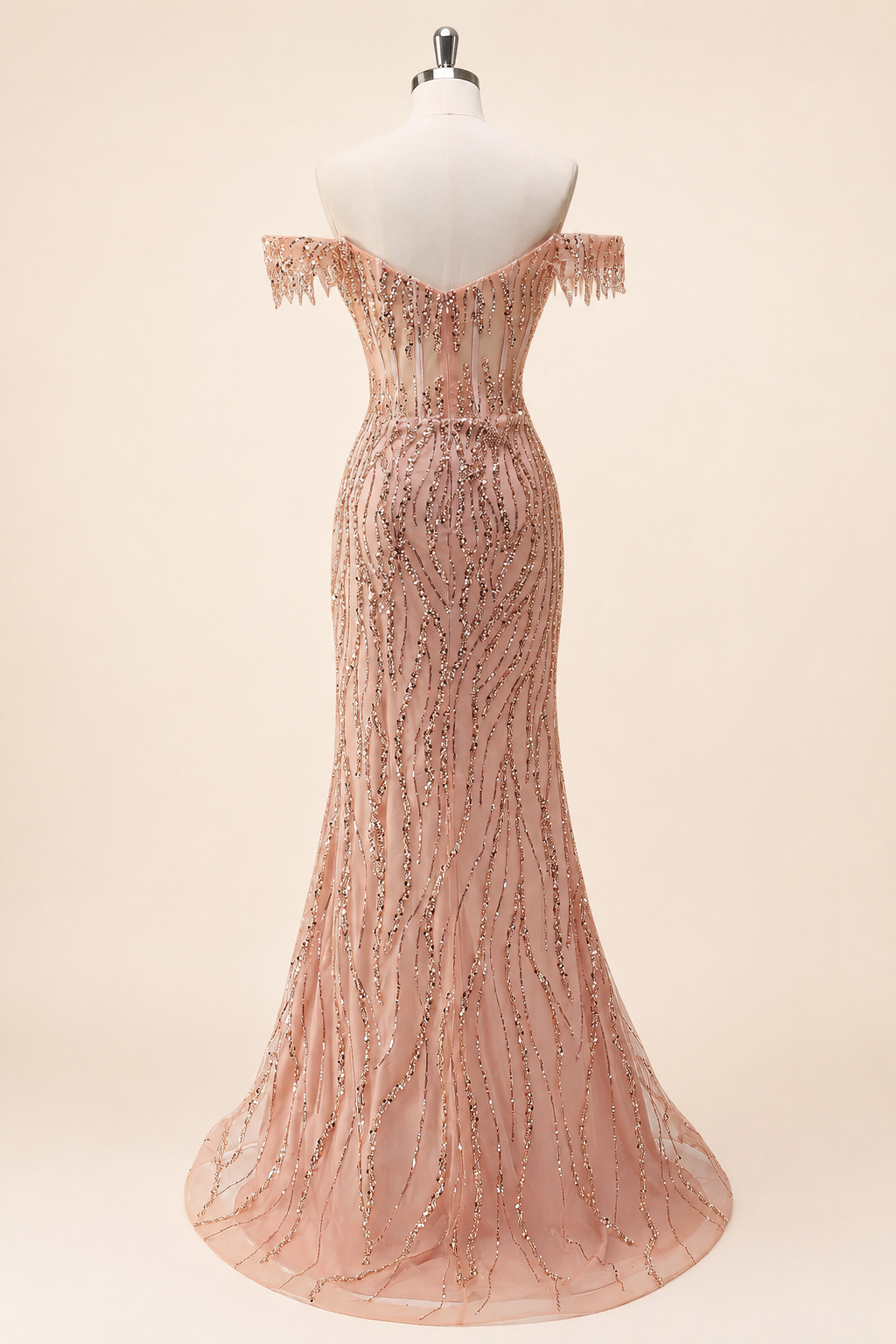 Luxury Beads Off Shoulder with Slit Long Prom Dress CZ155