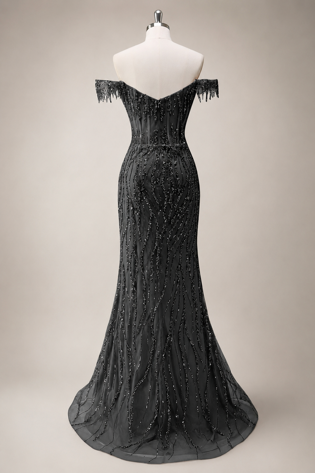 Luxury Beads Off Shoulder with Slit Long Prom Dress CZ155